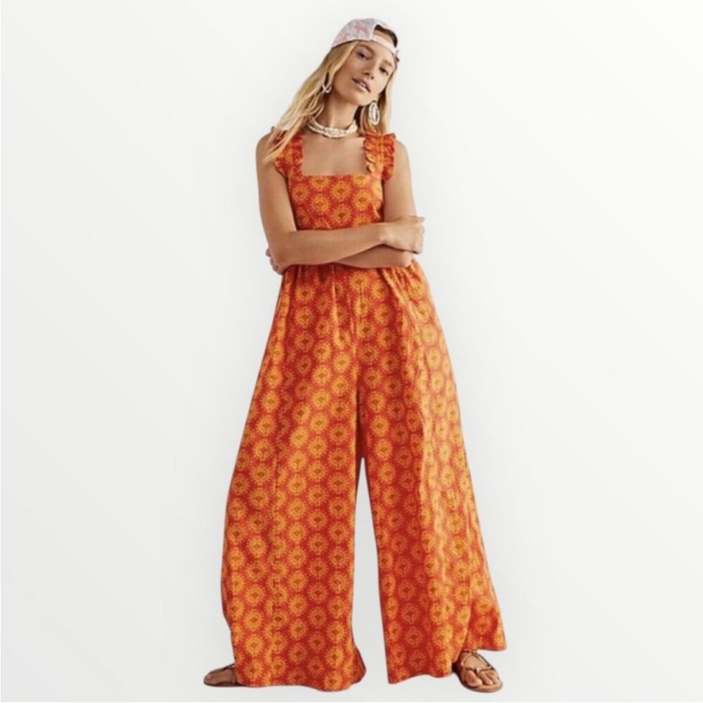 Free People Katya Printed One Piece - Orange Spice Combo